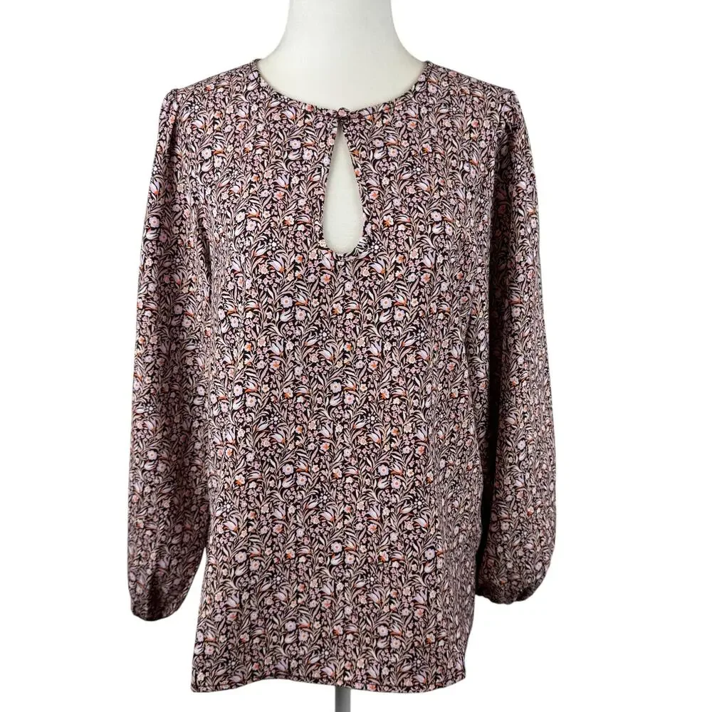 J Crew Womens Puff Sleeve Crepe Top in Floral Flourish Sz S | Feminine‎ Preppy
